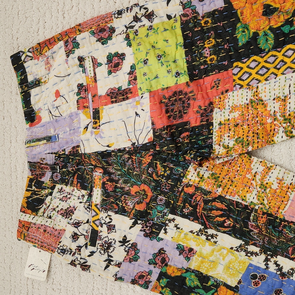 Free People Patchwork Multi-Color Straight Leg Tr… - image 12